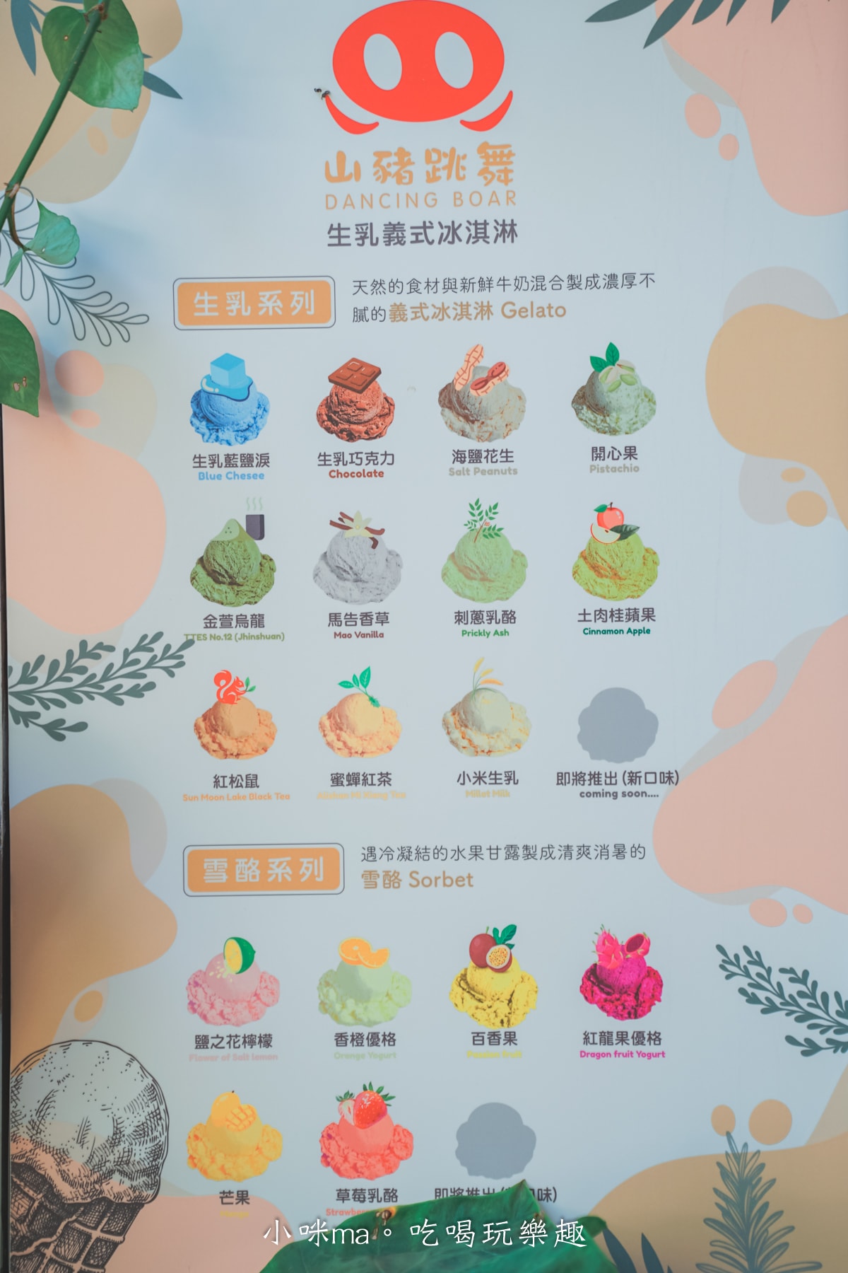 【審計新村美食】山豬跳舞-審計店｜台灣水果、原民食材製成義式冰淇淋，超過10種免費試吃挑口味，台中美食