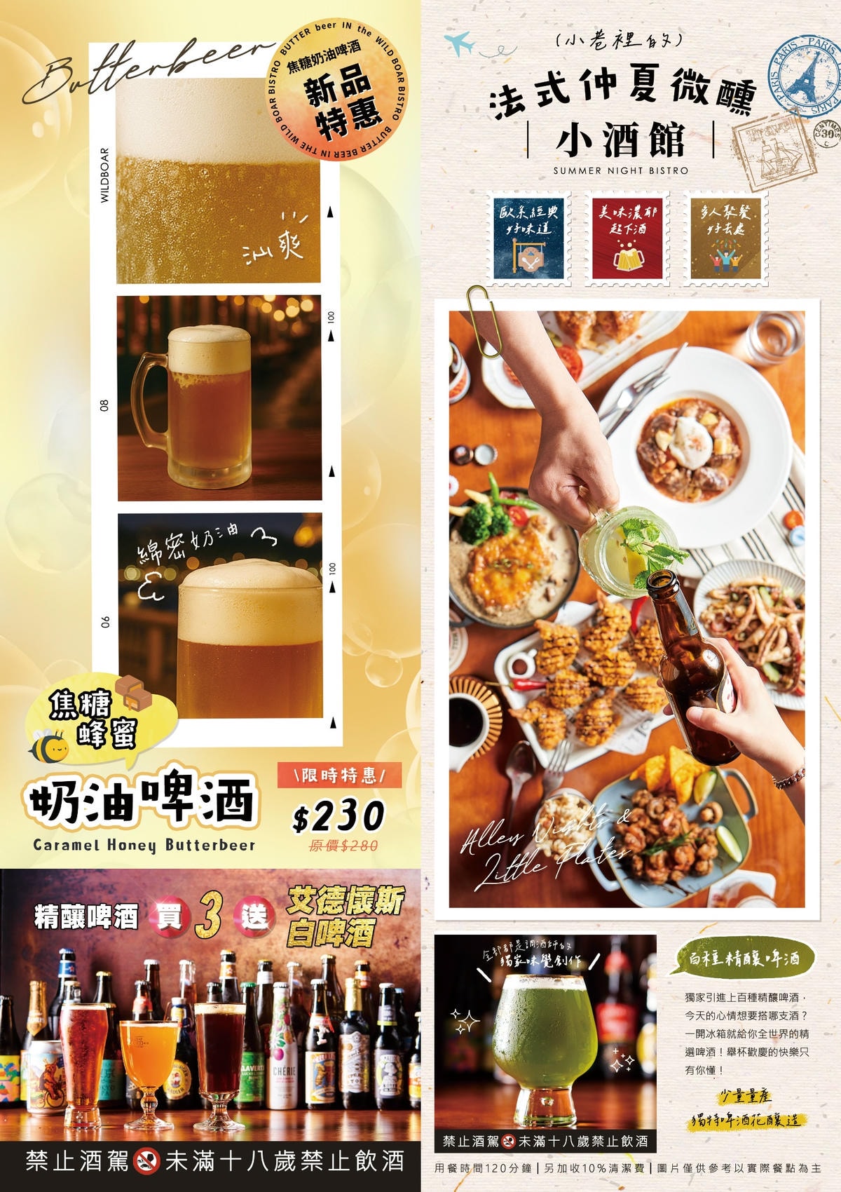 【板橋美食】The Wild Boar 野豬精釀啤酒餐酒館｜結合早午餐、義式料理、串燒的餐酒館，上百種精釀啤酒任你挑，google評論4.8顆星，捷運板橋站