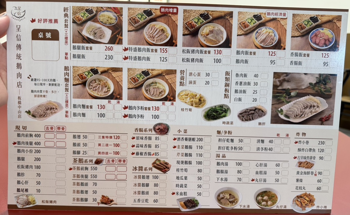 【板橋美食】呈信鵝肉 板橋中山店|每月1號免費鵝肉飯!永和排隊名店進駐,去骨鵝肉超加分 - 第12張圖 呈信鵝肉菜單|板橋鵝肉飯與熱炒選擇
